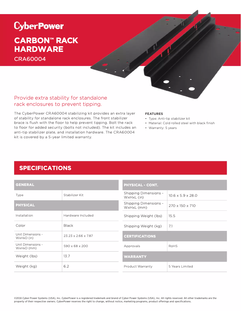 Page 1 de la notice Fiche technique CyberPower CRA60004