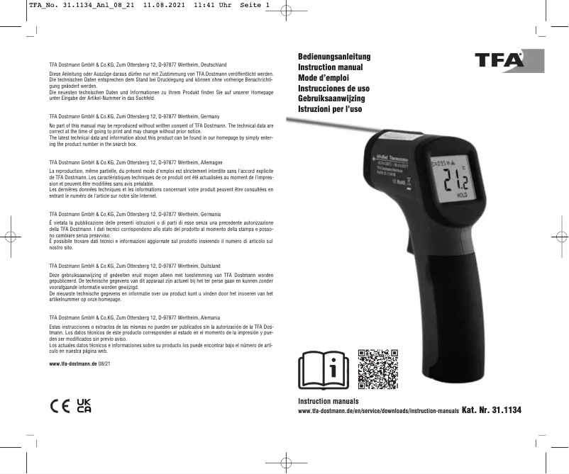 Página 1 del manual Manual de usuario TFA ScanTemp 330 31.1134.06
