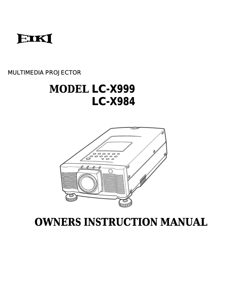 Page n°1 - Manuel utilisateur EIKI LC-X999