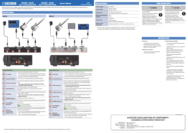 Image de la première page du manuel de l'appareil GKC-DA