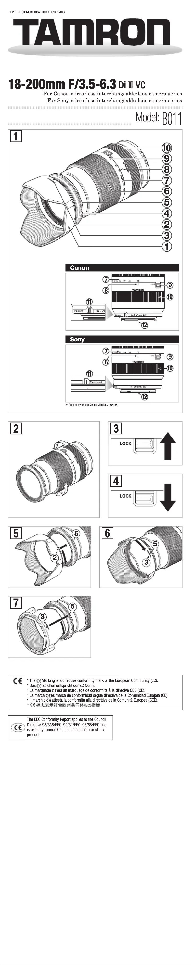 Page n°1 - Manuel utilisateur Tamron B011
