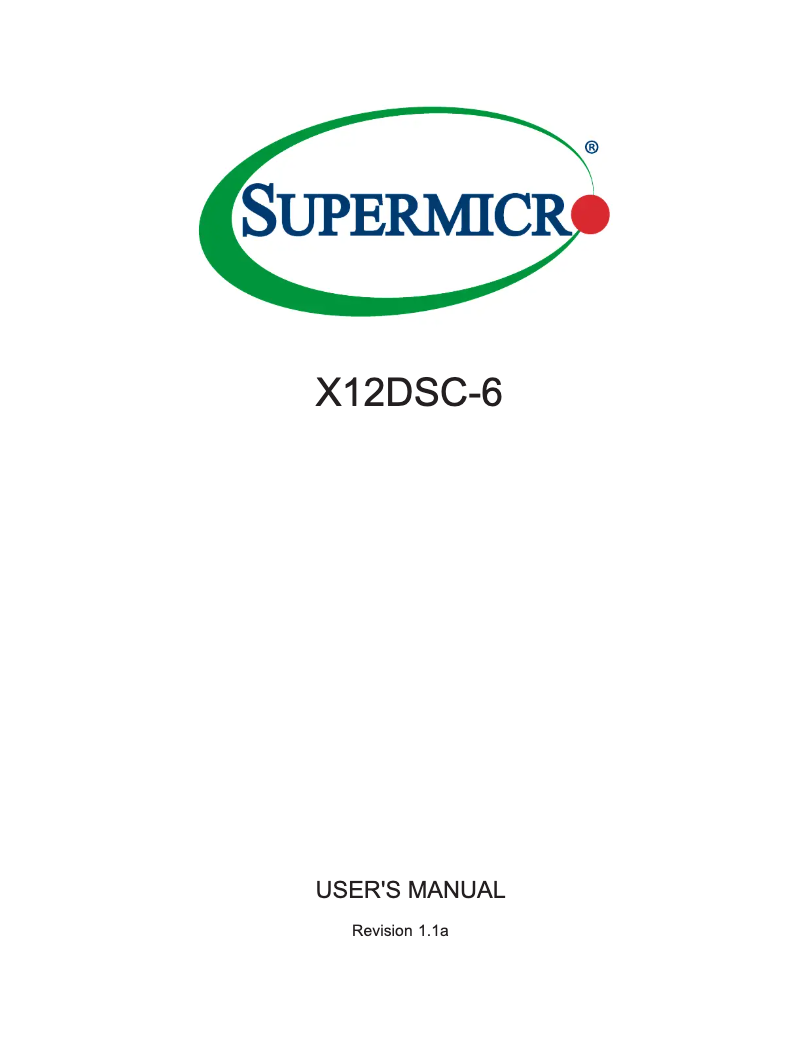 Page 1 de la notice Manuel utilisateur Supermicro X12DSC-6