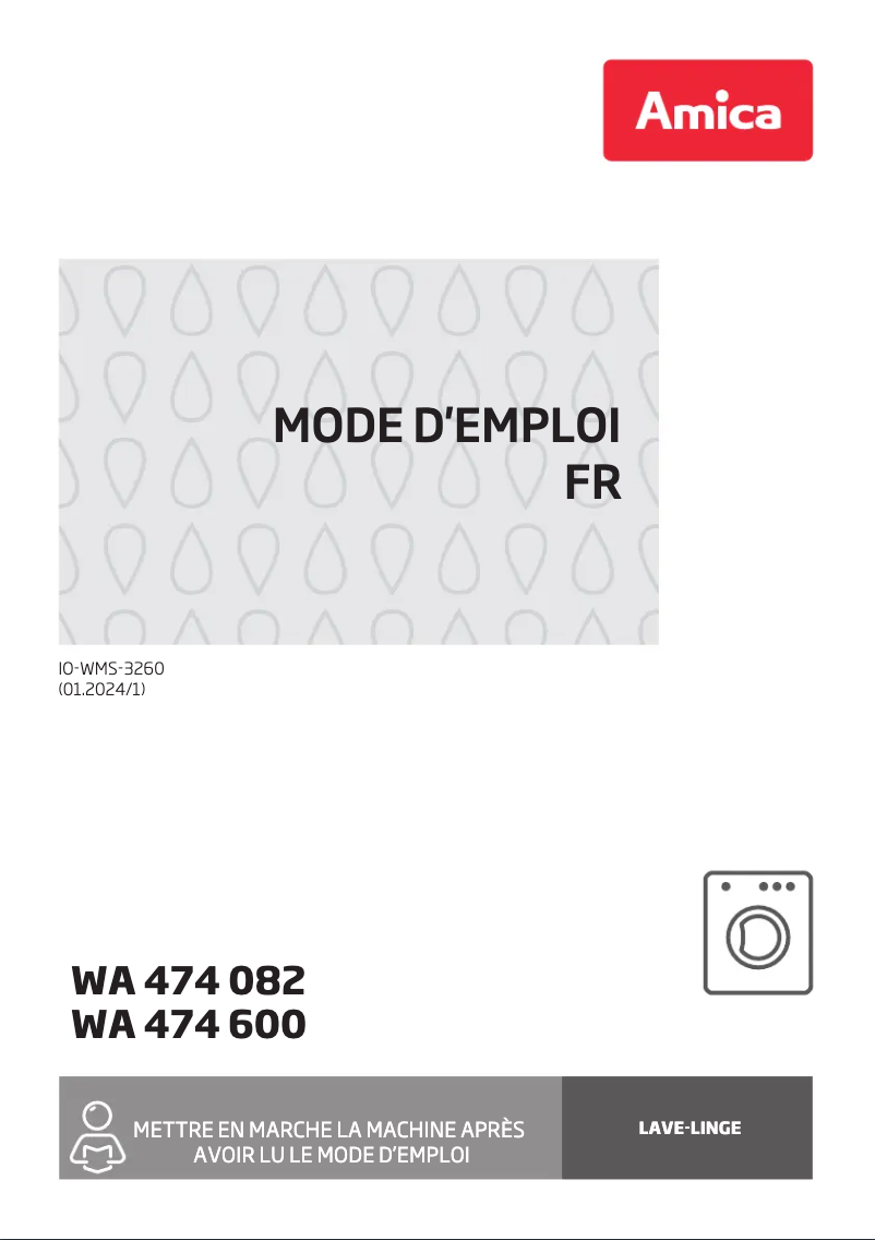 Page n°1 - Manuel utilisateur Amica WA 474 600