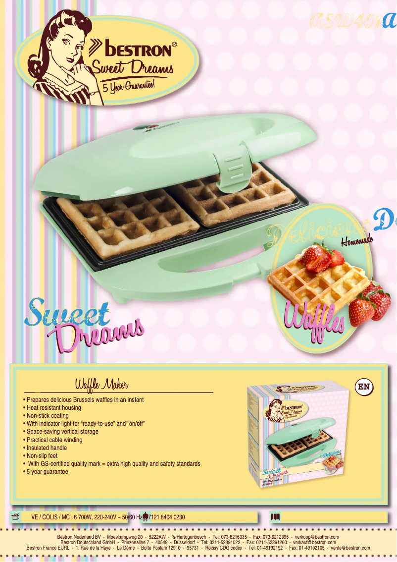 Page 1 de la notice Fiche technique Bestron ASW401