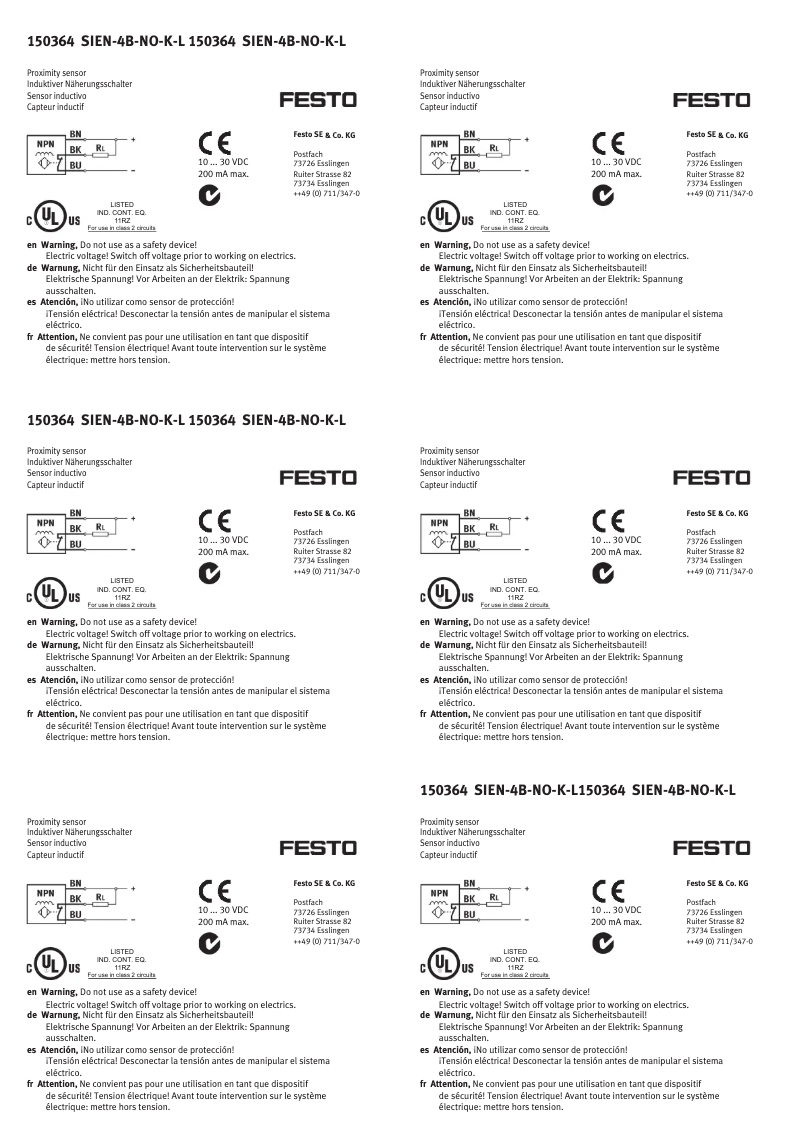 Page 1 de la notice Manuel utilisateur Festo SIEN-4B-NO-K-L