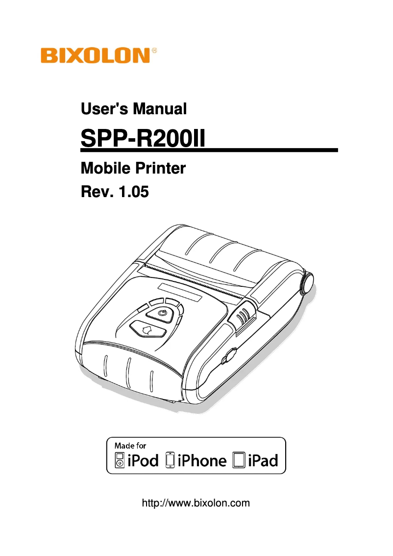 Page 1 de la notice Manuel utilisateur Bixolon SPP-R200II