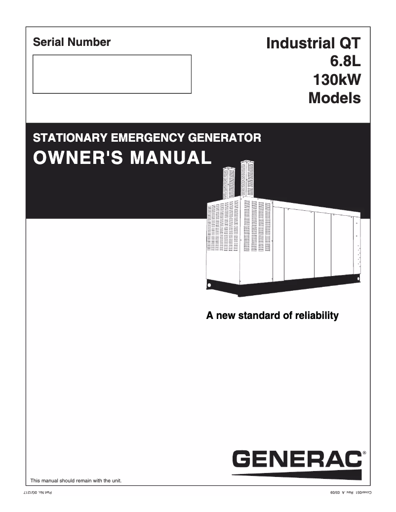 Page n°1 - Manuel utilisateur Generac QT13068KNSNA