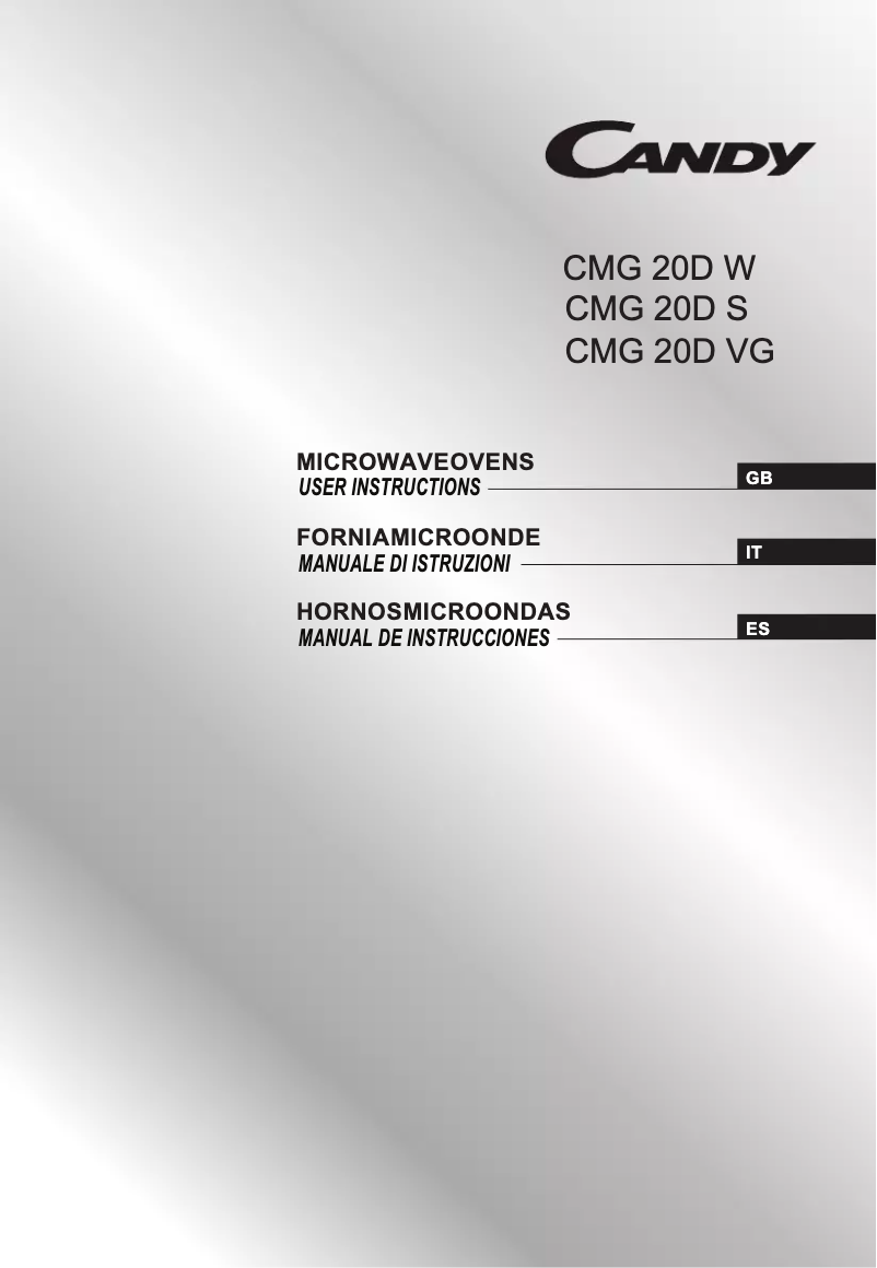 Page 1 de la notice Manuel utilisateur Candy CMG 20D S