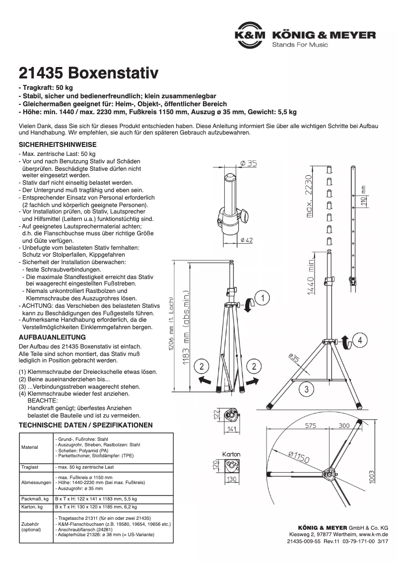 Page n°1 - Manuel utilisateur Konig & Meyer 21435