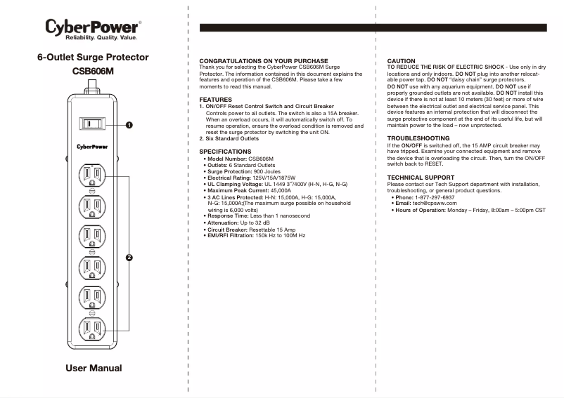 Page n°1 - Manuel utilisateur CyberPower CSB606M