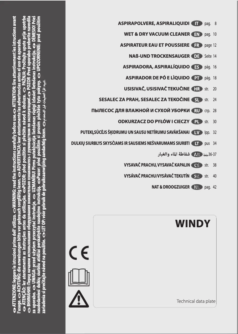 Page 1 de la notice Manuel utilisateur Lavorwash Windy 378 IR