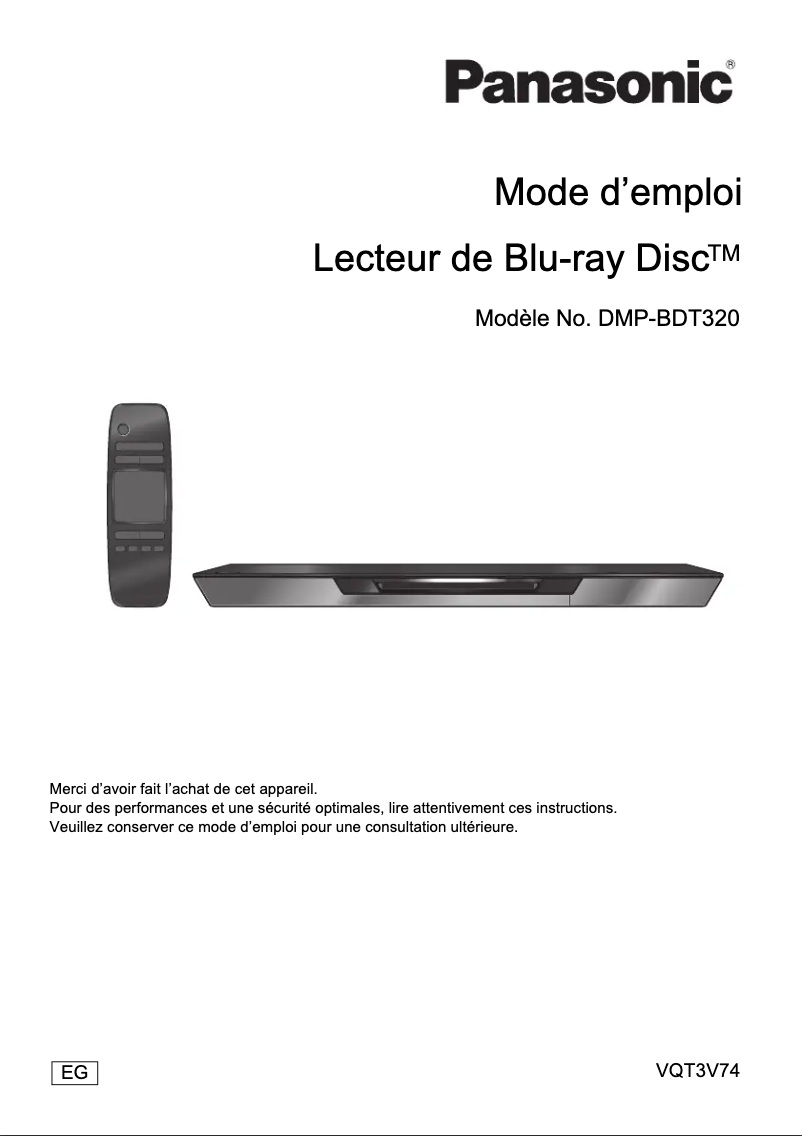 Image de la première page du manuel de l'appareil DMP-BDT320