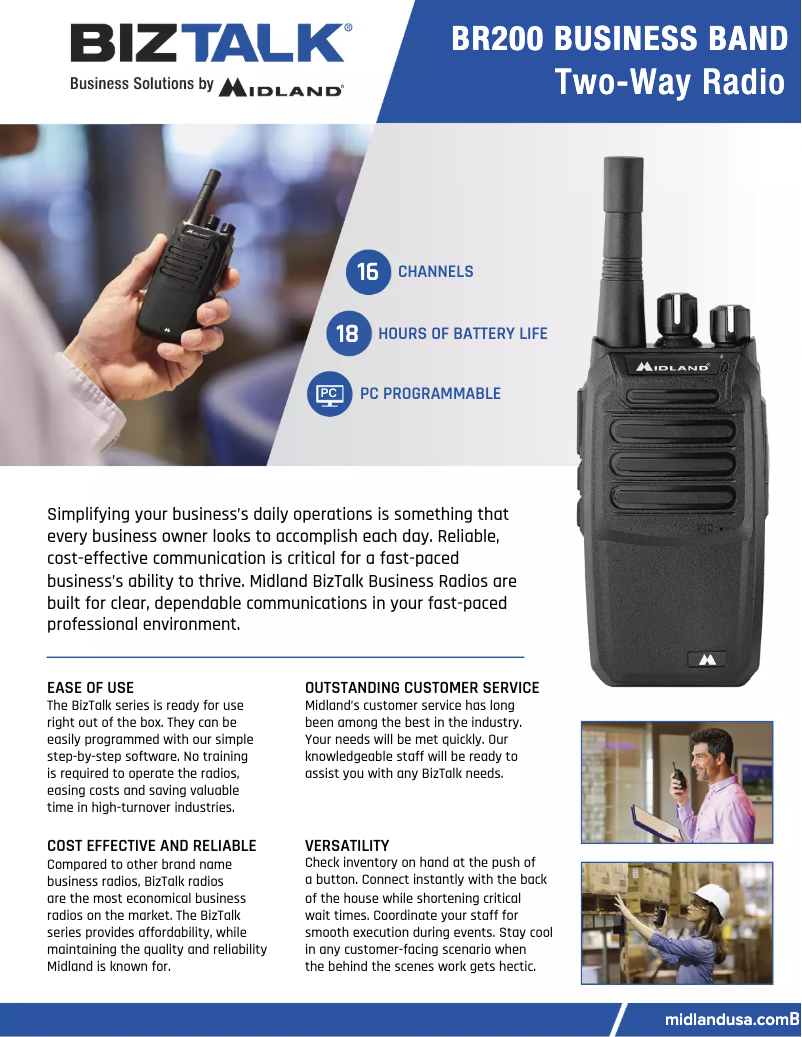Page 1 de la notice Fiche technique Midland BizTalk BR200X6BGC