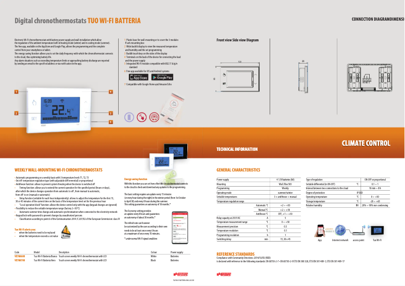 Page n°1 - Fiche technique Vemer Tuo Wi-Fi Batteria