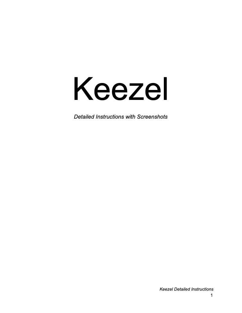 Page n°1 - Manuel utilisateur Keezel KZL-1