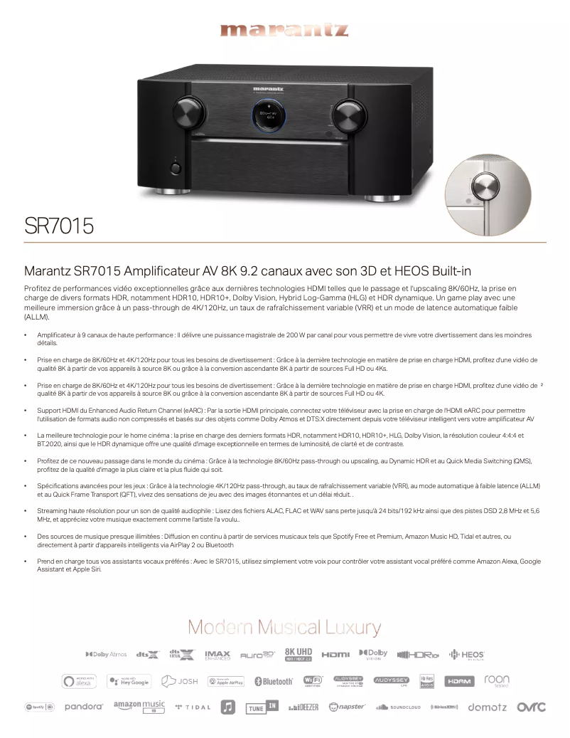 Page n°1 - Fiche technique Marantz SR7015