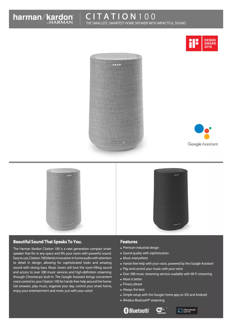 Página 1 del manual Ficha técnica Harman Kardon Citation 100