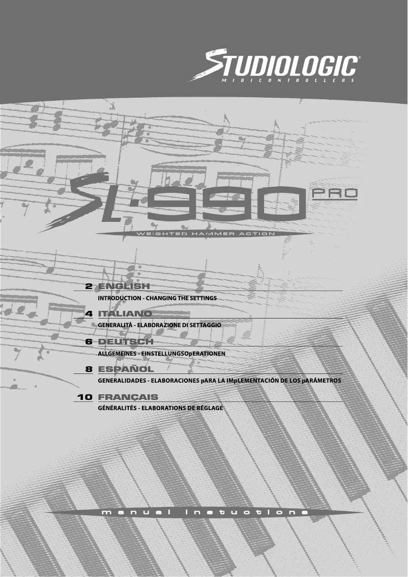 Página 1 del manual Manual de usuario Studiologic SL-990 Pro