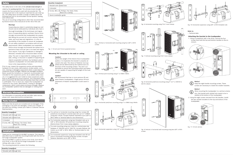 Page 1 de la notice Manuel utilisateur Electro-Voice ZLX-G2-BRKT