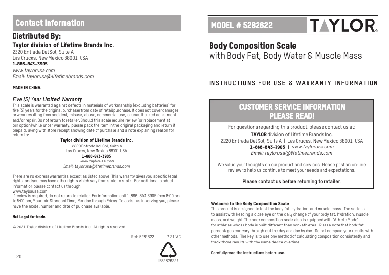 Page n°1 - Manuel utilisateur Taylor 5282622