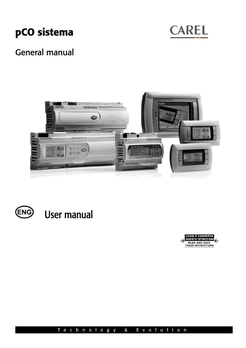 Image de la première page du manuel de l'appareil pCOXS