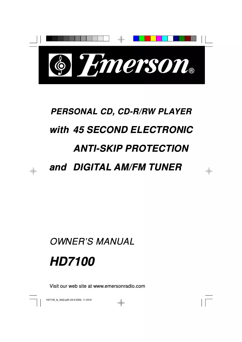 Page n°1 - Manuel utilisateur Emerson HD7100