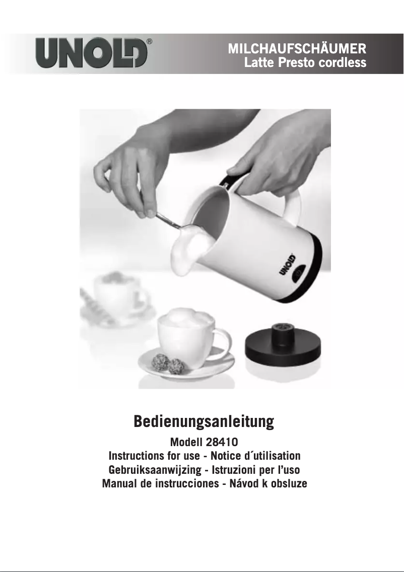 Page 1 de la notice Manuel utilisateur Unold Latte Presto 28410