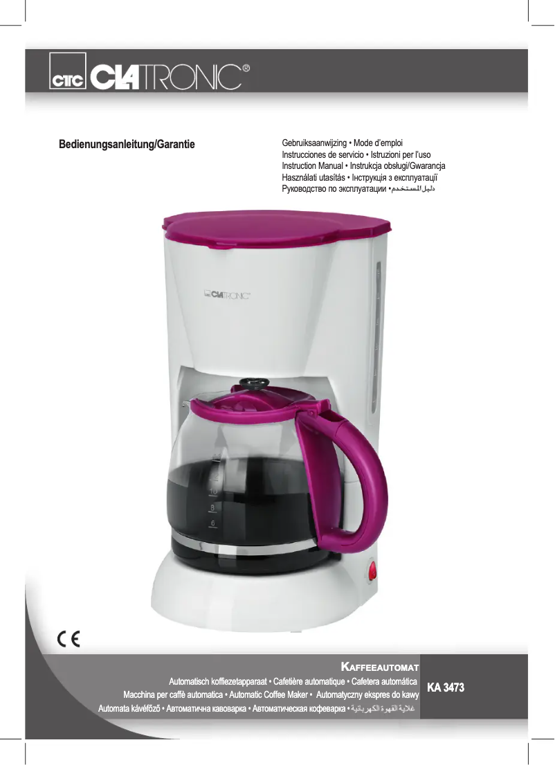 Page 1 de la notice Manuel utilisateur Clatronic KA 3473