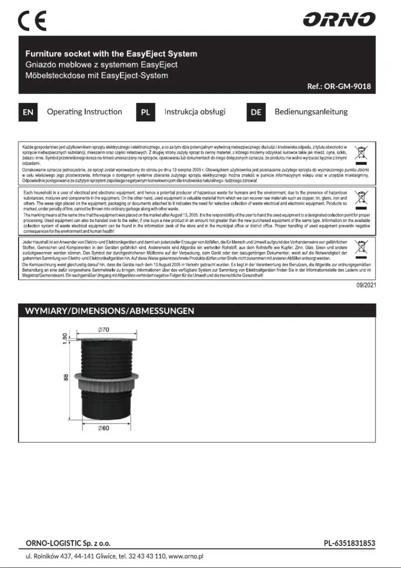 Image de la première page du manuel de l'appareil OR-GM-9018