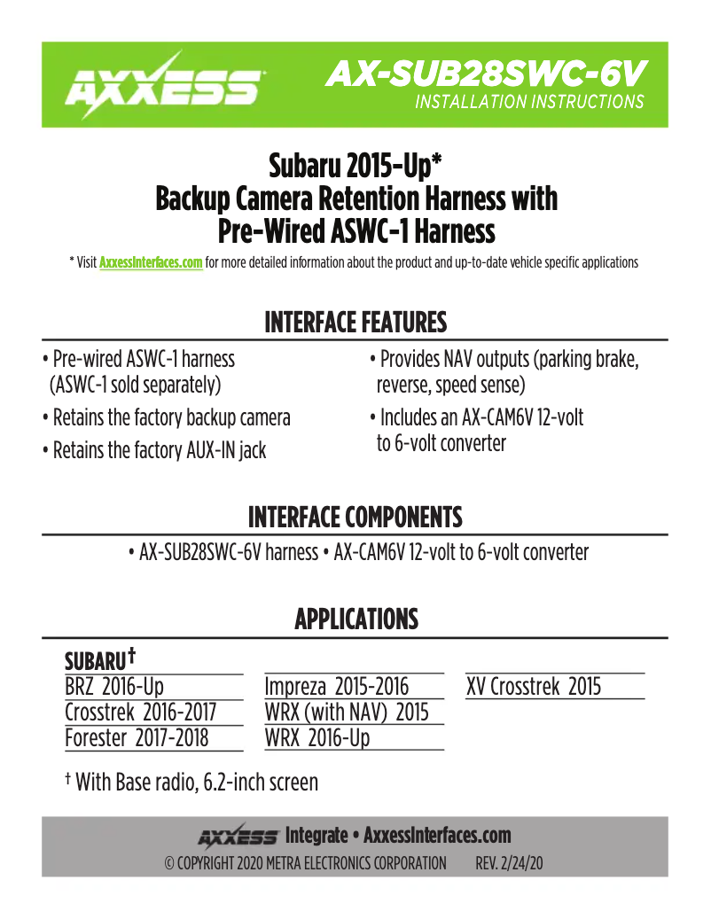 Image de la première page du manuel de l'appareil AX-SUB28SWC-6V