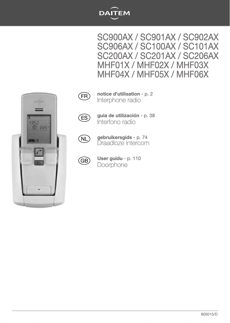 Page 1 de la notice Manuel utilisateur Hager MHF06X