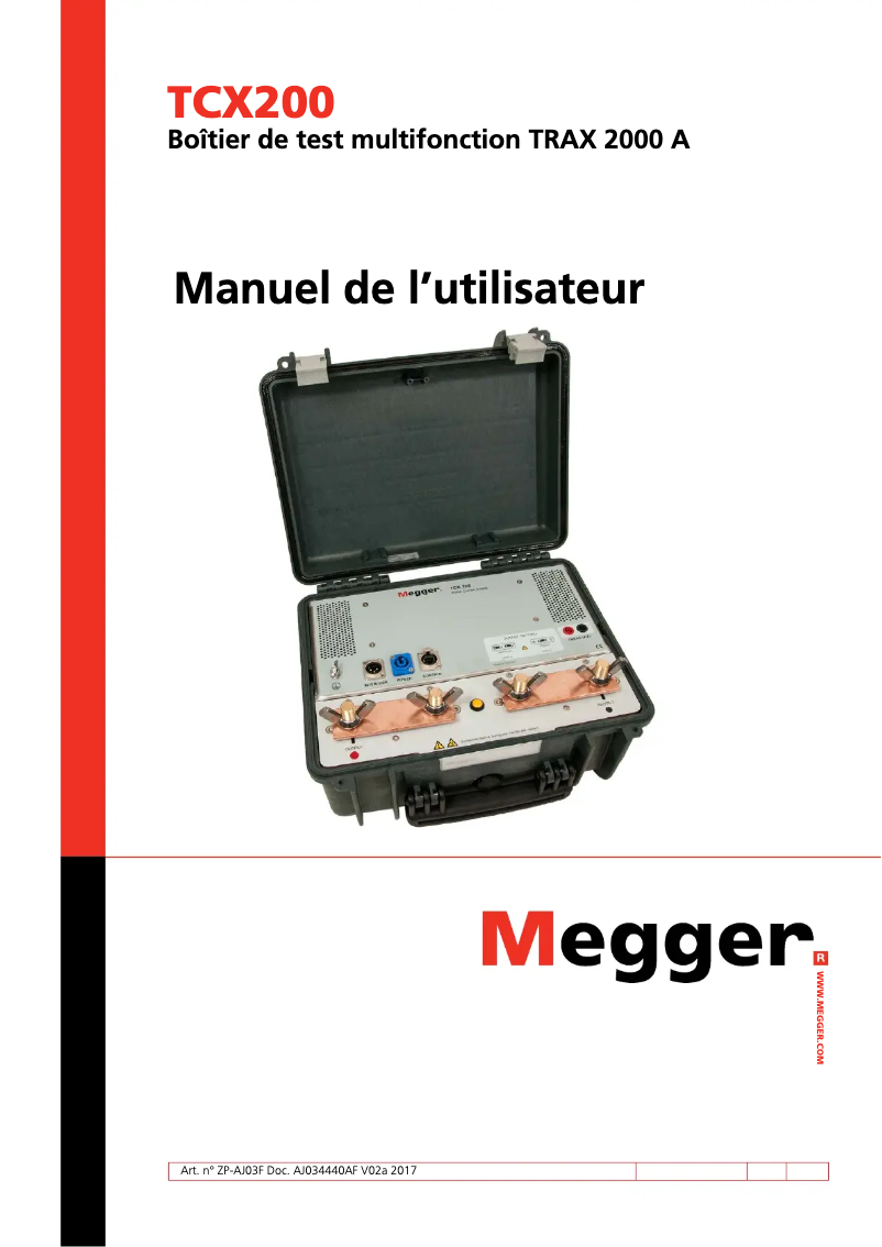 Page 1 de la notice Manuel utilisateur Megger TCX200