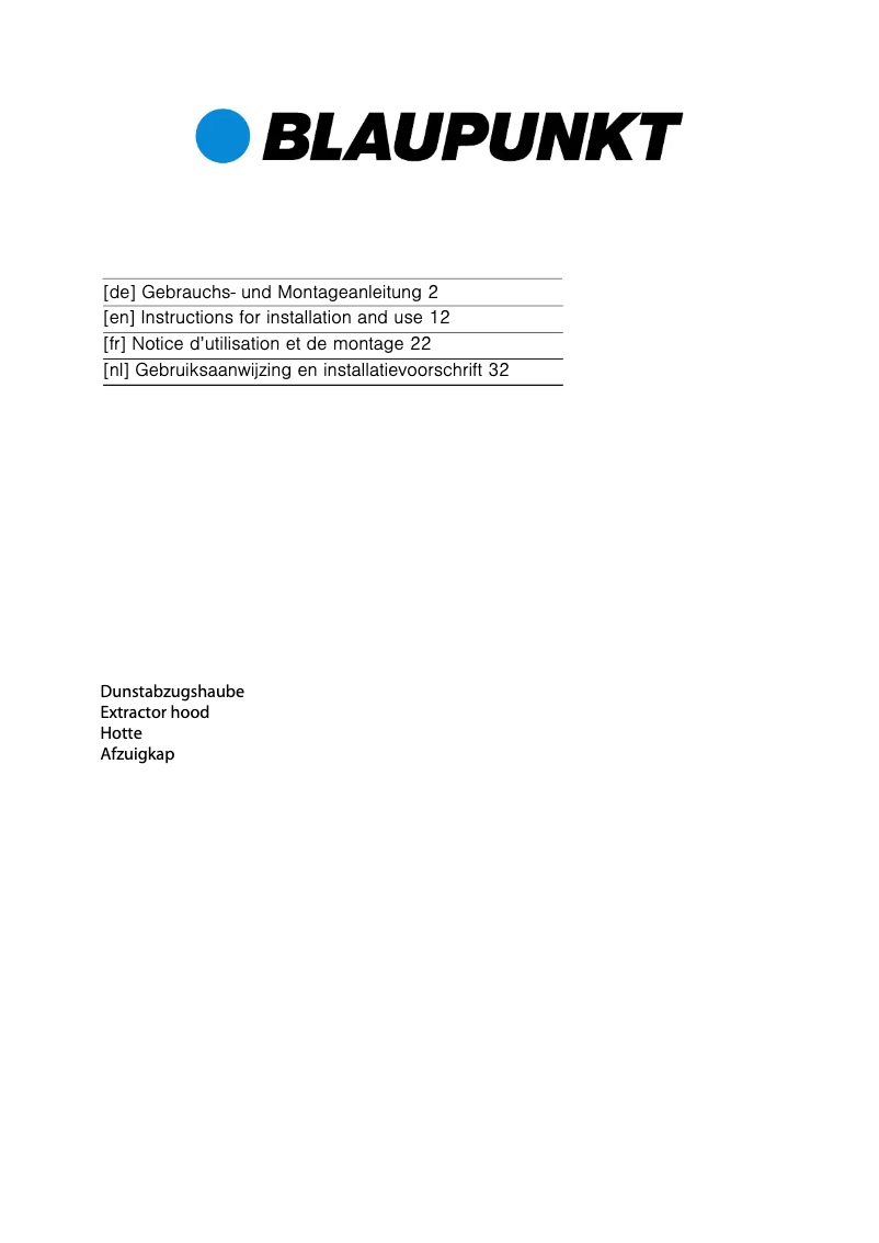 Page 1 de la notice Manuel utilisateur Blaupunkt 5DB69250