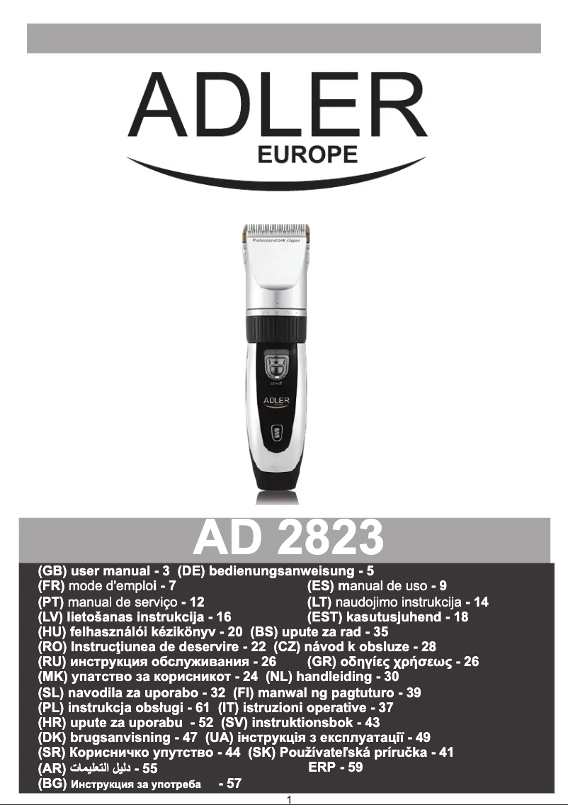 Image de la première page du manuel de l'appareil AD 2823