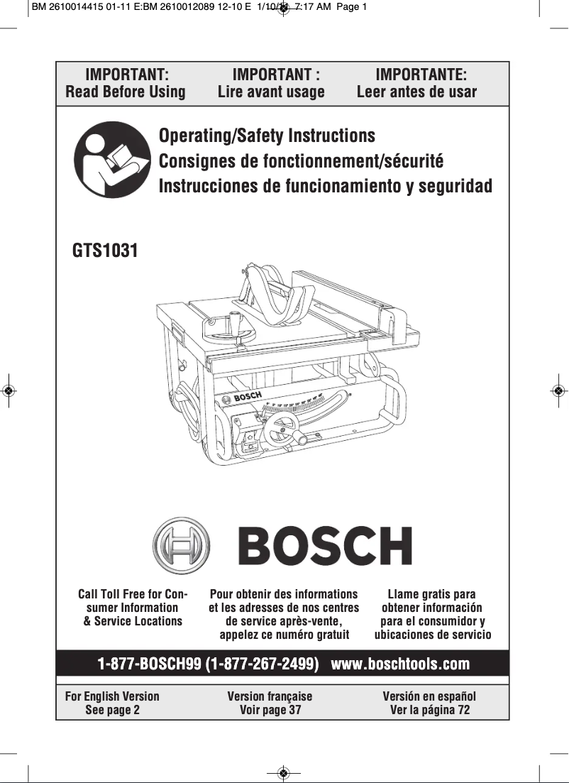 Página 1 del manual Manual de usuario Bosch GTS1031