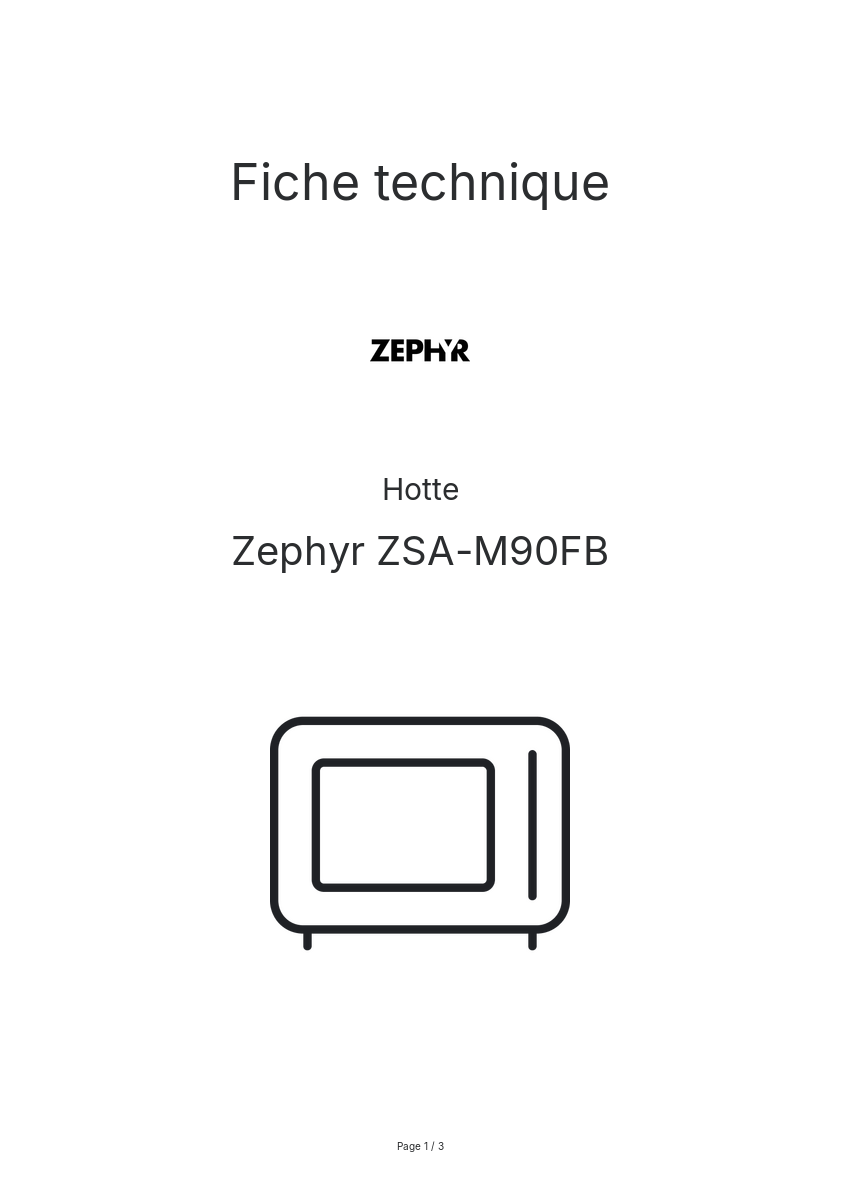 Page n°1 - Fiche technique Zephyr ZSA-M90FB