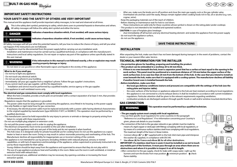 Page 1 de la notice Manuel utilisateur Whirlpool AKT 6430/NB
