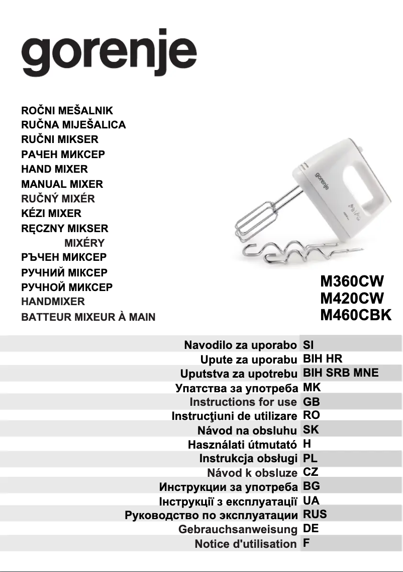 Page 1 de la notice Manuel utilisateur Gorenje M460CBK