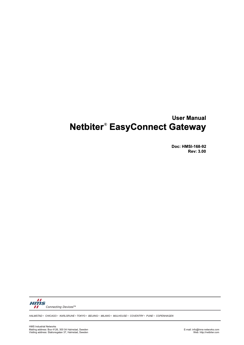 Page n°1 - Manuel utilisateur EWON EasyConnect EC310