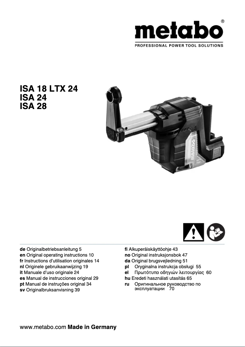 Página 1 del manual Manual de usuario Metabo ISA 24