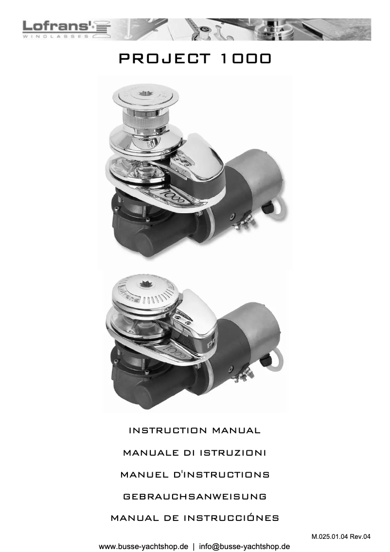 Page 1 de la notice Manuel utilisateur Lofrans Project 1000