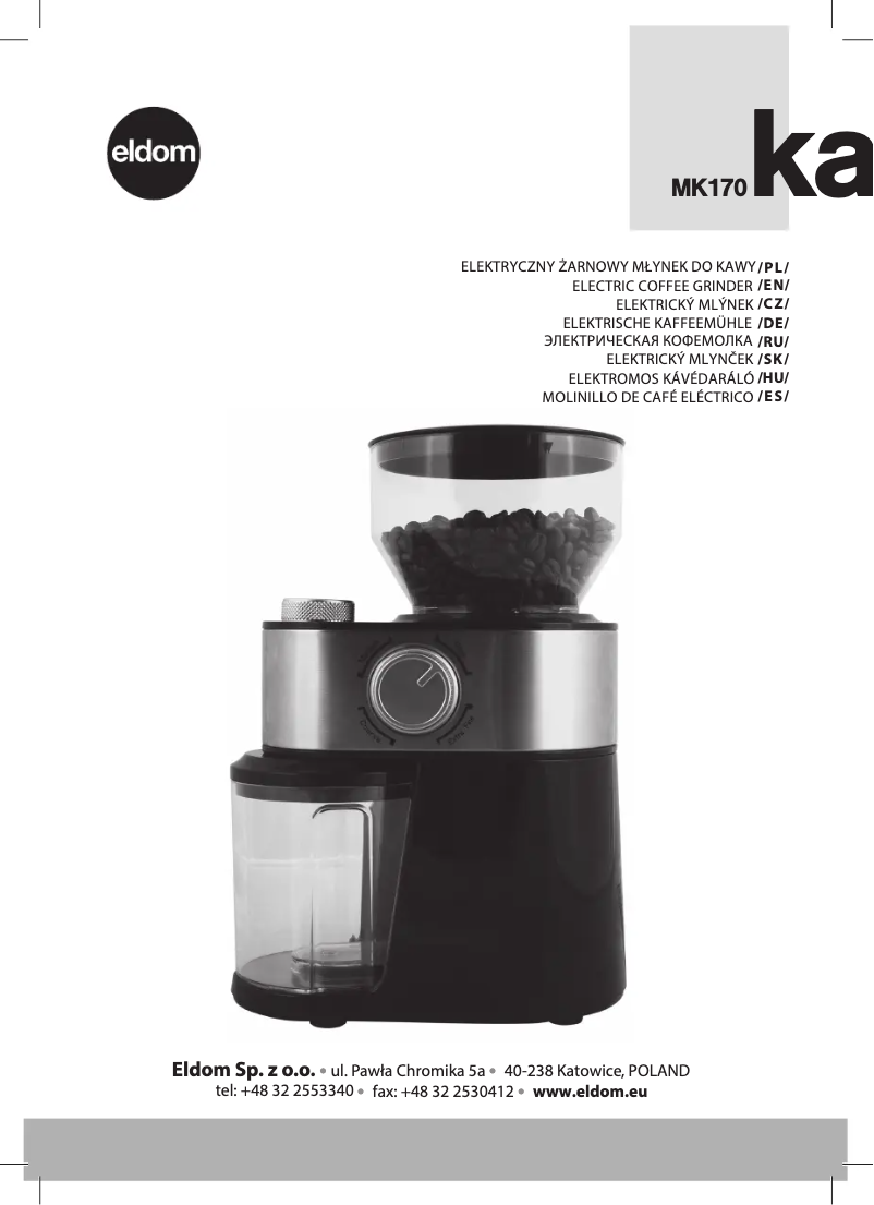 Page 1 de la notice Manuel utilisateur Eldom KAFE MK170