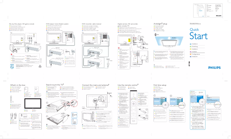 Page 1 de la notice Guide de démarrage rapide Philips 42PFL7633D