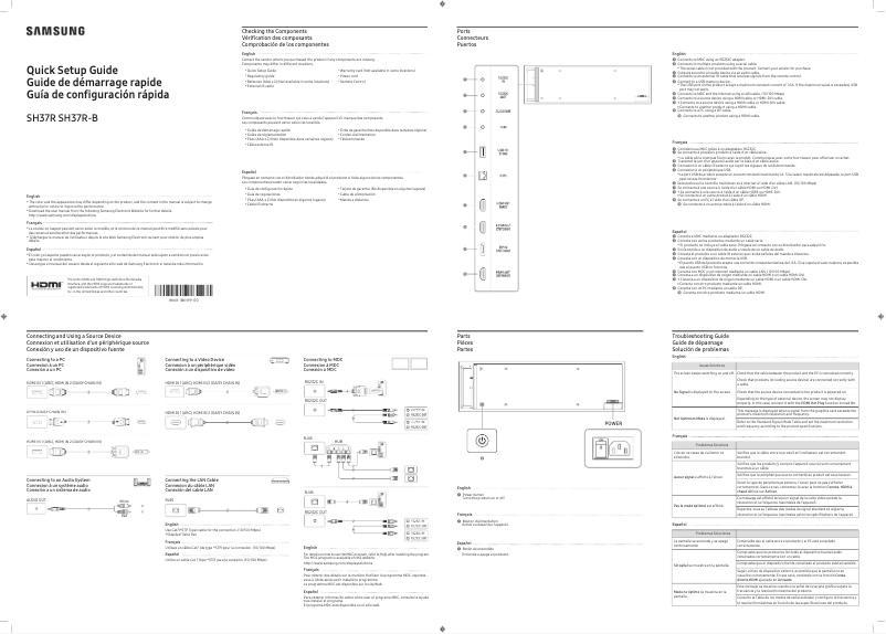 Page 1 de la notice Manuel utilisateur Samsung SH37R-B