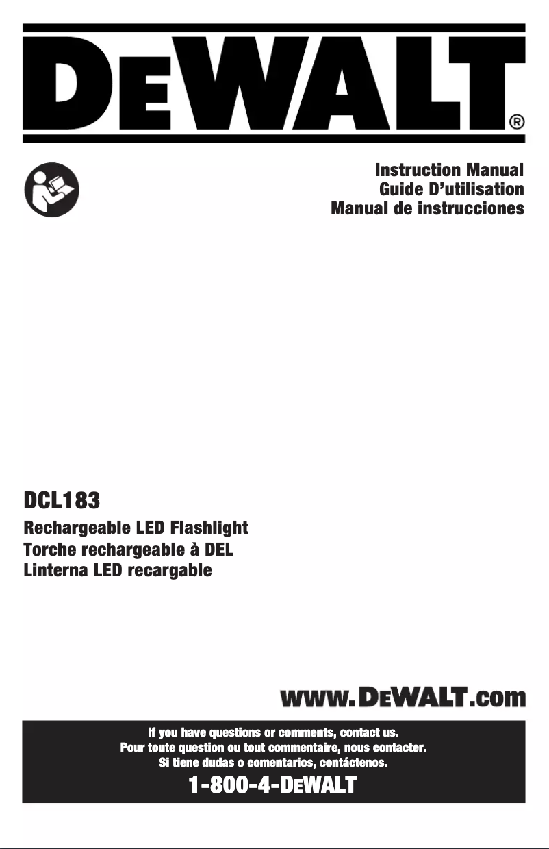 Page 1 de la notice Guide d'installation DeWalt DCL183