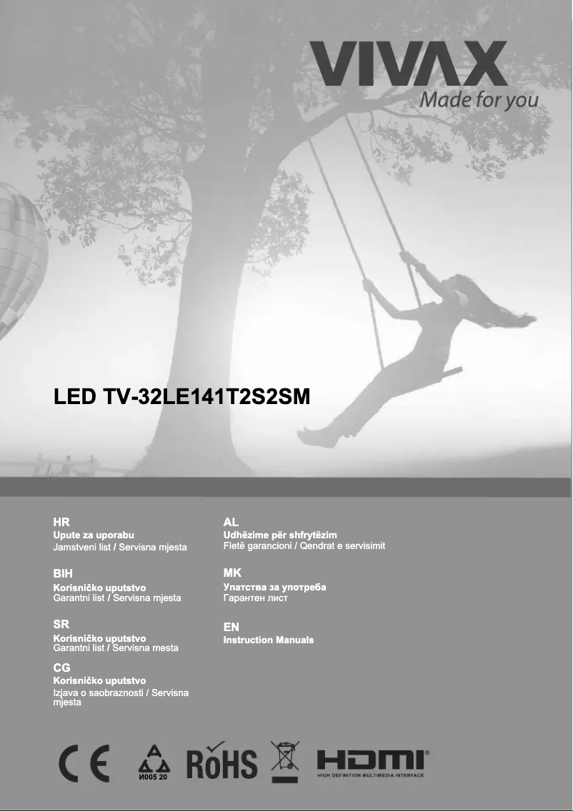 Page n°1 - Manuel utilisateur Vivax TV-32LE141T2S2SM