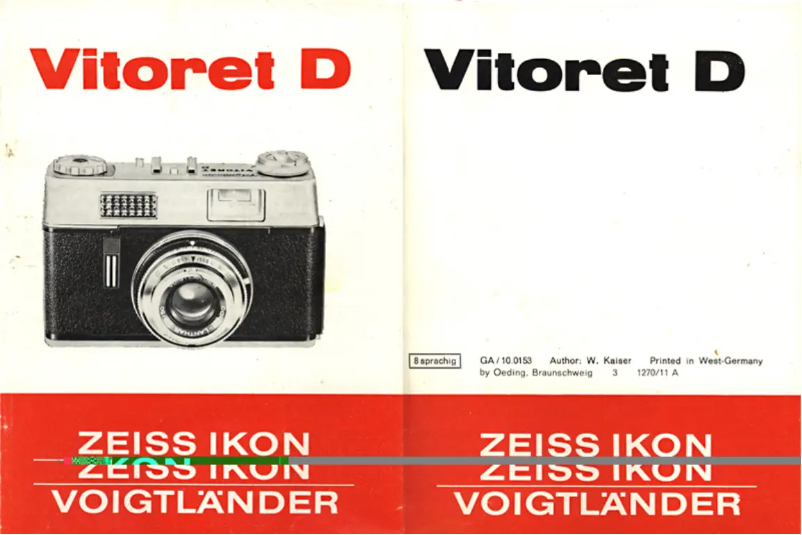 Page n°1 - Manuel utilisateur Voigtländer Vitoret D