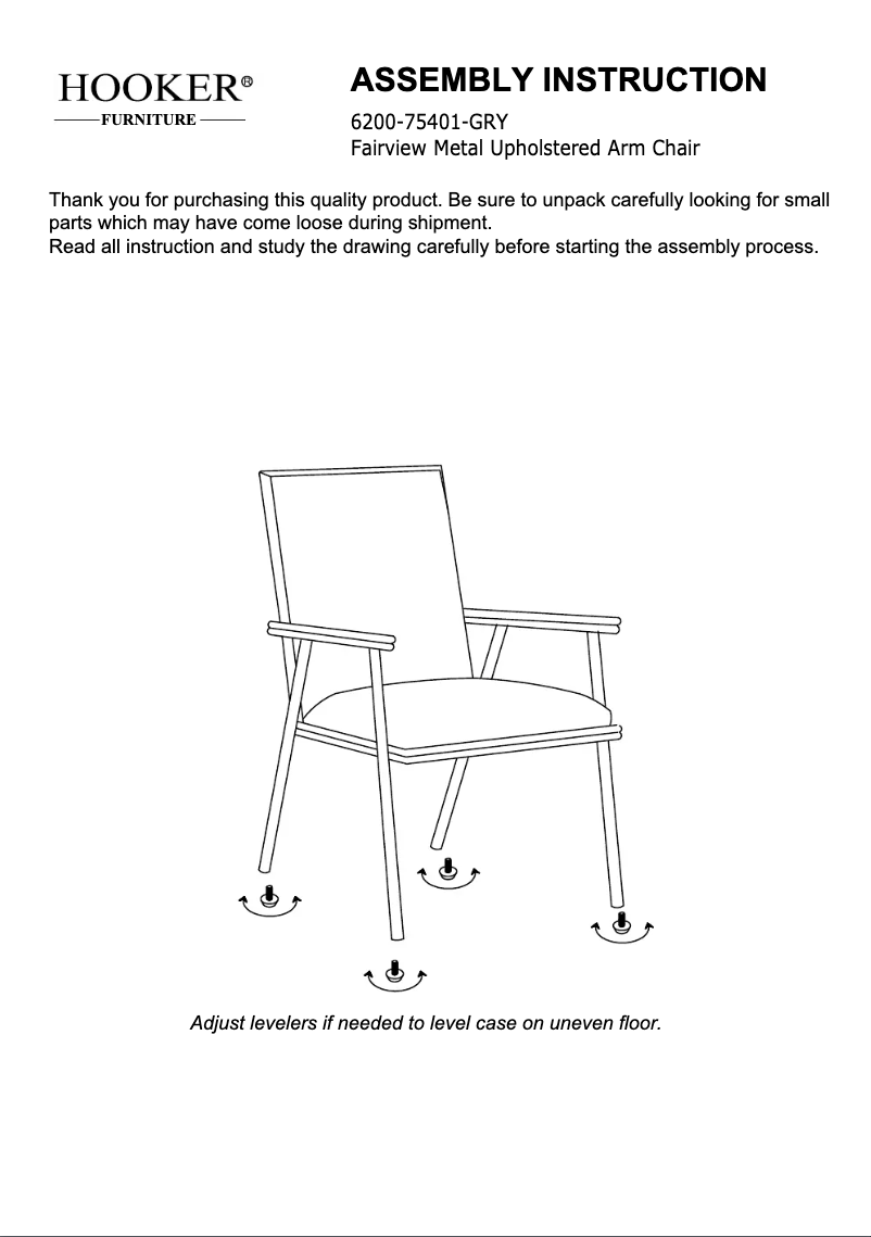 Page n°1 - Manuel utilisateur Hooker 6200-75401-GRY