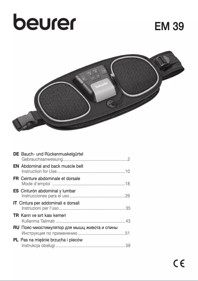 Page 1 de la notice Manuel d'utilisation et d'entretien Beurer EM 39
