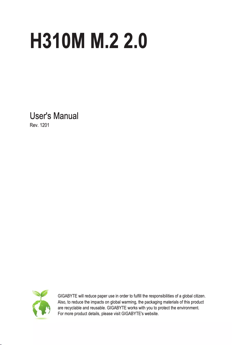 Image de la première page du manuel de l'appareil H310M M.2 2.0